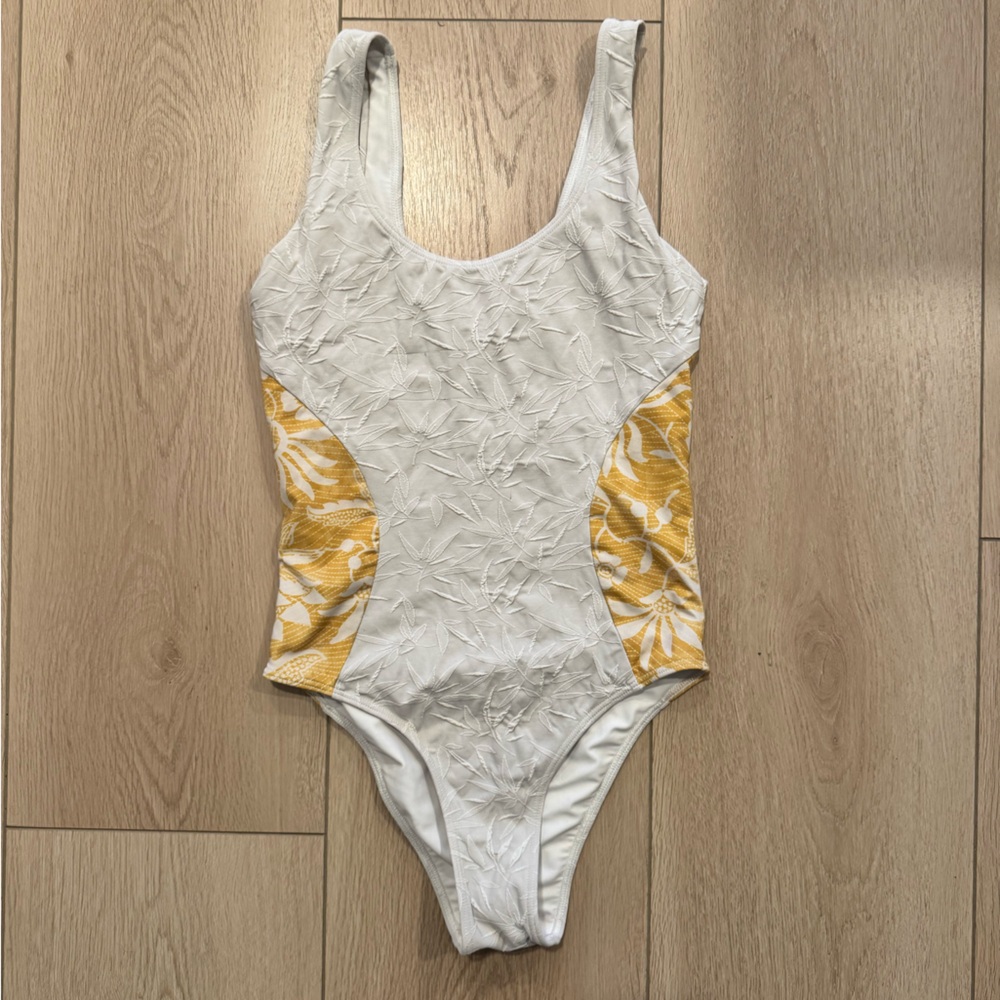 Seea White and Yellow One Piece Swimsuit